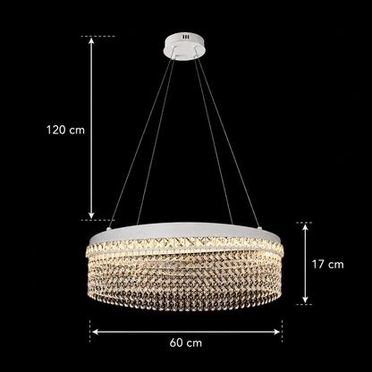 Πολυέλαιος VOLNA Magno Crystal, 124W, D60cm, Ζεστό/Ουδέτερο/Ψυχρό φως, Λευκό, Μεταλλικό και Κρύσταλλο