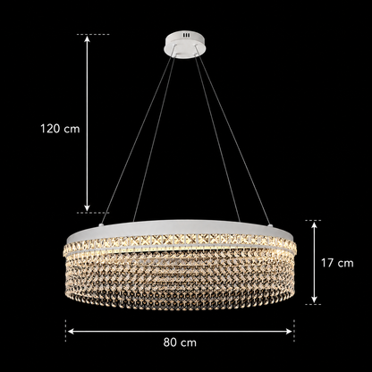 Πολυέλαιος VOLNA Regalis Crystal, 170W, D80cm, Ζεστό/Ουδέτερο/Ψυχρό φως, Λευκό, Μεταλλικό και Κρύσταλλο