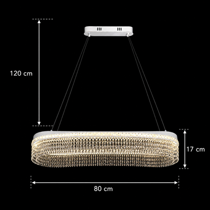 Κρυστάλλινος πολυέλαιος VOLNA Grande Regalis, 128W, 80x25cm, Ζεστό/Ουδέτερο/Ψυχρό φως, Λευκό, Μεταλλικό και Κρύσταλλο