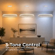 Πολυέλαιος VOLNA Supremo Crystal, 162W, 100x30cm, Ζεστό/Ουδέτερο/Ψυχρό φως, Λευκό, Μεταλλικό και Κρύσταλλο