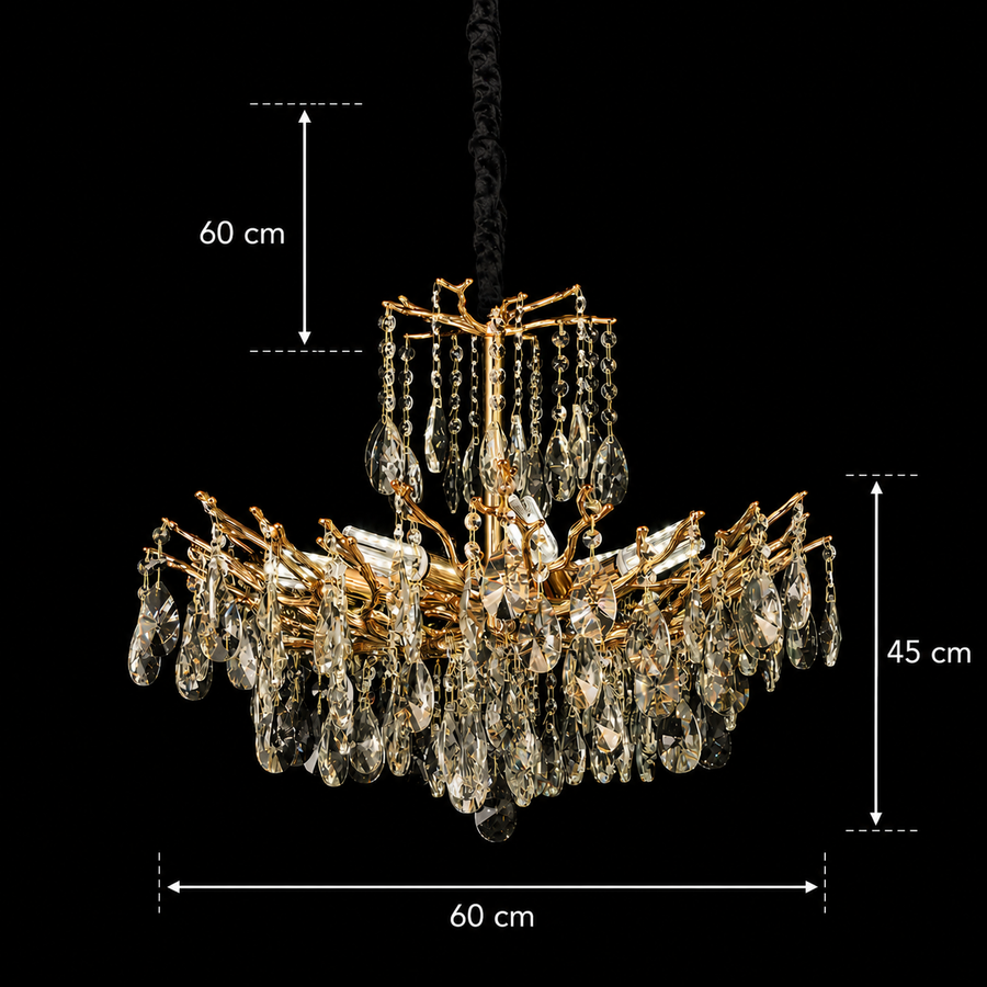 Πολυέλαιος REINA Magno Crystal, 6xE14, D60cm, Χρυσός, Μέταλλο και Κρύσταλλο