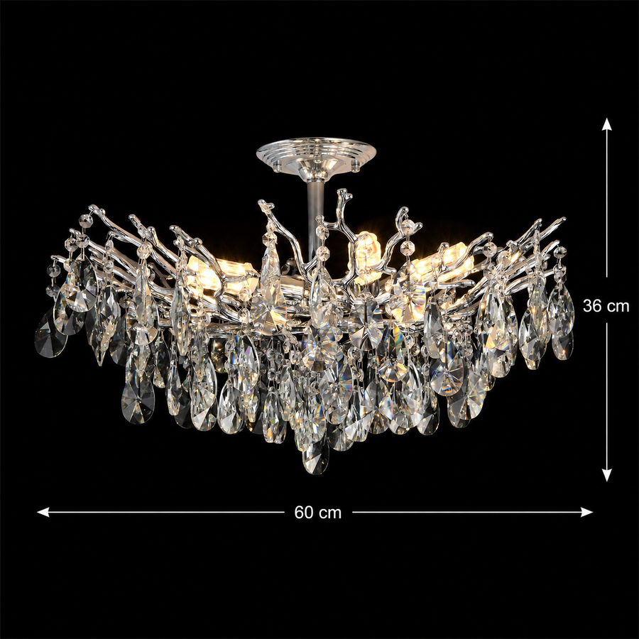 Πολυέλαιος REINA Magno Crystal, 6xE14, D60cm, γυαλιστερό χρώμιο, μέταλλο και κρύσταλλο