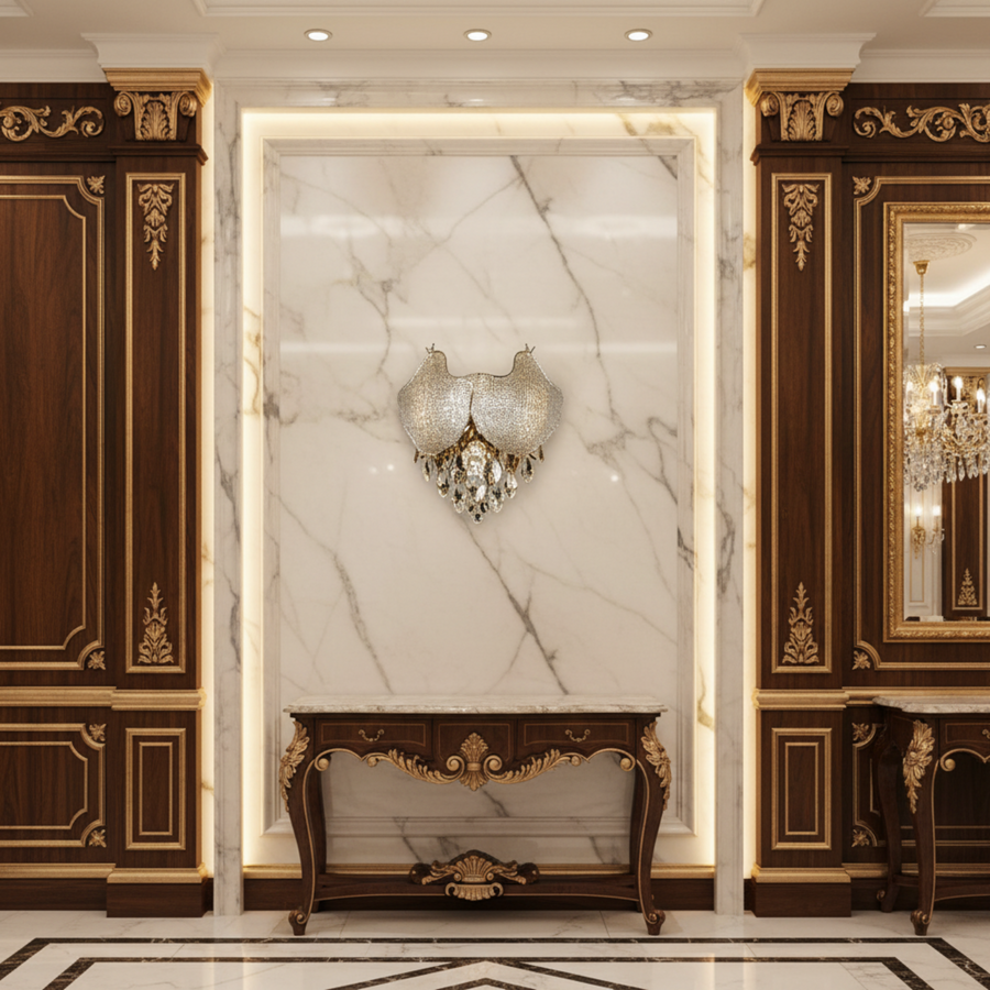 Κρυστάλλινο φωτιστικό LUXE, 3xE14, Διάμετρος 30 cm, Ύψος 31 cm, Γυαλιστερό χρυσό, Κομψή σχεδίαση Candelabra Crystal Προεπιλεγμένος τίτλος Alessandro Design