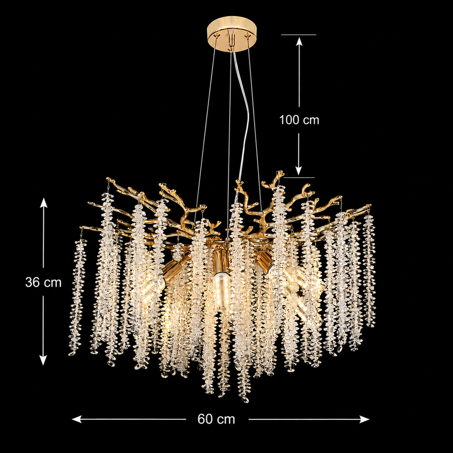 Πολυέλαιος ARBUS Magno Crystal, Φ60cm, 8xE14, Χρυσός, Μέταλλο και Κρύσταλλο