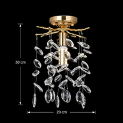 Crystal Chandelier LEAF Petito, Φ20cm, 1xE14, Χρυσό, Μέταλλο και Κρύσταλλο