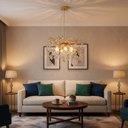 Crystal Chandelier LEAF Elegance, Φ50cm, 6xE14, Χρυσό, Μέταλλο και Κρύσταλλο