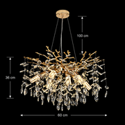 Πολυέλαιος Crystal LEAF Magno, Φ60cm, 8xE14, Χρυσός, Μέταλλο και Κρύσταλλο