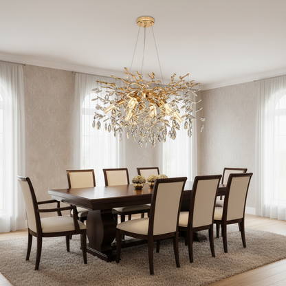 Πολυέλαιος Crystal LEAF Magno, Φ60cm, 8xE14, Χρυσός, Μέταλλο και Κρύσταλλο