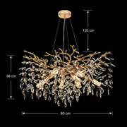 Πολυέλαιος Crystal LEAF Regalis, Φ80cm, 10xE14, Χρυσός, Μέταλλο και Κρύσταλλο