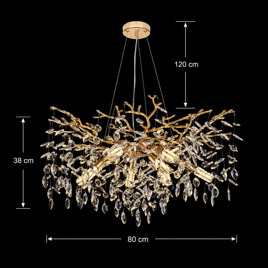 Πολυέλαιος Crystal LEAF Regalis, Φ80cm, 10xE14, Χρυσός, Μέταλλο και Κρύσταλλο