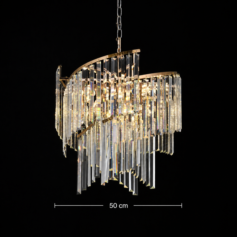 Πολυέλαιος TWEEZE Elegance Crystal, Φ50cm, 9xE14, Χρυσός, Μέταλλο και Κρύσταλλο