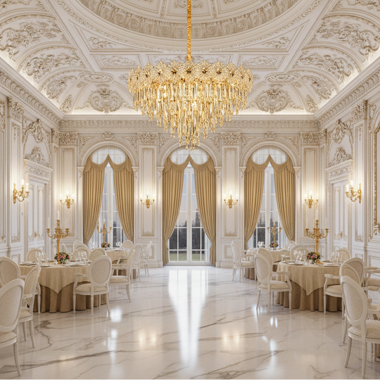 Crystal Chandelier FLEUR Regalis 22xE14, Διάμετρος 80cm, Ύψος 50cm, Γυαλιστερό χρυσό, Ρυθμιζόμενο ύψος, Κομψή σχεδίαση Crystal Chandelier Προεπιλεγμένος τίτλος Alessandro Design