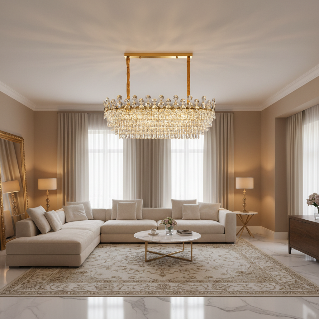 Crystal Candelabra ACE Supremo 10xE14, Διαστάσεις 95x35cm, Ύψος 40cm, Γυαλιστερό χρυσό, Ρυθμιζόμενο ύψος, Κομψή σχεδίαση Crystal Candelabra Προεπιλεγμένος τίτλος Alessandro Design