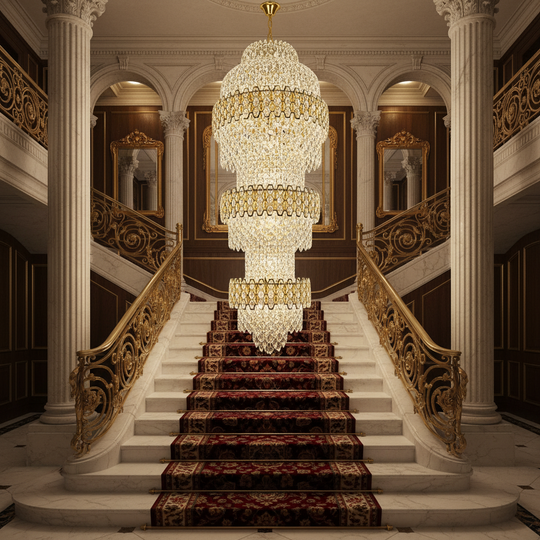 Crystal Chandelier TRIO Magno 49xE14, Διάμετρος 65cm, Ύψος 200cm, Γυαλιστερό χρυσό, Ρυθμιζόμενο ύψος, Κομψή σχεδίαση Crystal Chandeliers Προεπιλεγμένος τίτλος Alessandro Design