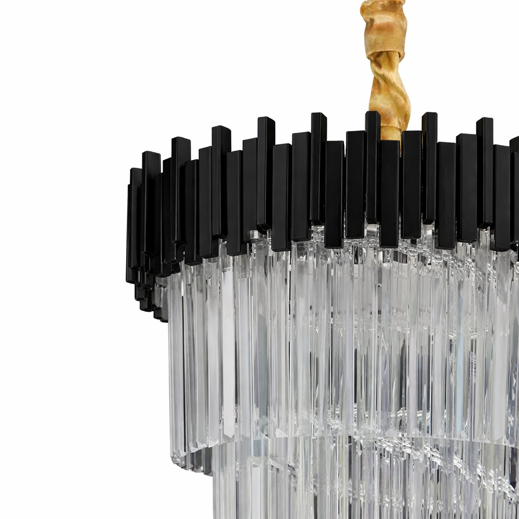 Crystal Chandelier CC110/600x1800BK, 28xE14, Διάμετρος 60cm, Ύψος 180cm, Μαύρο, Ρυθμιζόμενο ύψος, Κομψή σχεδίαση Crystal Chandelier Προεπιλεγμένος τίτλος Alessandro Design