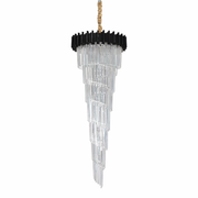 Crystal Chandelier CC110/600x1800BK, 28xE14, Διάμετρος 60cm, Ύψος 180cm, Μαύρο, Ρυθμιζόμενο ύψος, Κομψή σχεδίαση Crystal Chandelier Προεπιλεγμένος τίτλος Alessandro Design