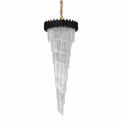 Crystal Chandelier CC110/600x1800BK, 28xE14, Διάμετρος 60cm, Ύψος 180cm, Μαύρο, Ρυθμιζόμενο ύψος, Κομψή σχεδίαση Crystal Chandelier Προεπιλεγμένος τίτλος Alessandro Design