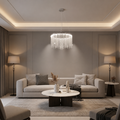 Κρεμαστός πολυέλαιος LED με τηλεχειριστήριο ILLUMINA MAGNUS, 38W, Κρύο/Ζεστό/Ουδέτερο φως, Ρυθμιζόμενο, Ασημί