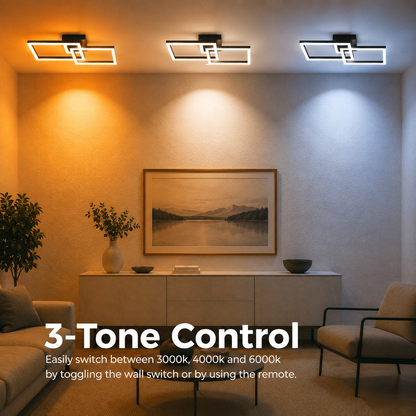 Πολυέλαιος LED με τηλεχειριστήριο BANDO 38W, 2 κρέμες, Κρύο/Ζεστό/Ουδέτερο φως, Ρυθμιζόμενο, Μαύρο, Μεταλλικό και Ακρυλικό