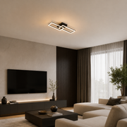 Πολυέλαιος LED με τηλεχειριστήριο BANDO 38W, 2 κρέμες, Κρύο/Ζεστό/Ουδέτερο φως, Ρυθμιζόμενο, Μαύρο, Μεταλλικό και Ακρυλικό