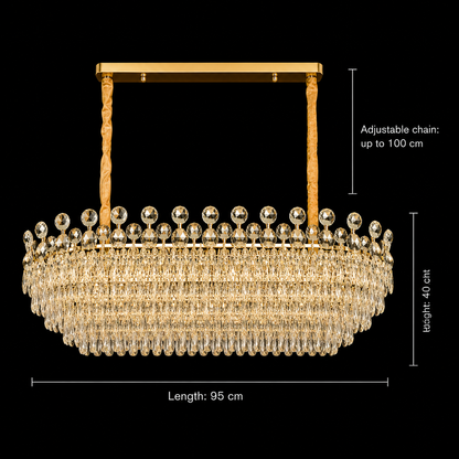Crystal Candelabra ACE Supremo 10xE14, Διαστάσεις 95x35cm, Ύψος 40cm, Γυαλιστερό χρυσό, Ρυθμιζόμενο ύψος, Κομψή σχεδίαση Crystal Candelabra Προεπιλεγμένος τίτλος Alessandro Design