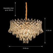 Crystal Chandelier MONARCH Elegance 3xE14, Διάμετρος 50cm, Ύψος 35cm, Γυαλιστερό χρυσό, Ρυθμιζόμενο ύψος, Κομψή σχεδίαση Crystal Chandelier Προεπιλεγμένος τίτλος Alessandro Design