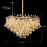 Crystal Chandelier MONARCH Regalis 19xE14, Διάμετρος 80cm, Ύψος 50cm, Γυαλιστερό χρυσό, Ρυθμιζόμενο ύψος, Κομψή σχεδίαση Crystal Chandelier Προεπιλεγμένος τίτλος Alessandro Design