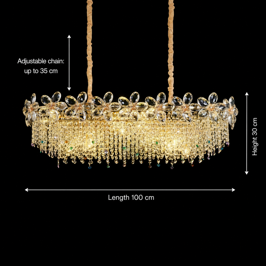 Crystal Chandelier 20xE14, BLOSSOM Imperio 100x40cm, Shiny Gold, Ρυθμιζόμενο ύψος, Metal and Crystal Crystal Chandeliers Προεπιλεγμένος τίτλος Alessandro Design