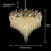 BLOSSOM Regalis Crystal Chandelier, 14xE14, 80cm, Shiny Gold, Ρυθμιζόμενο ύψος, Metal and Crystal Crystal Chandeliers Προεπιλεγμένος τίτλος Alessandro Design
