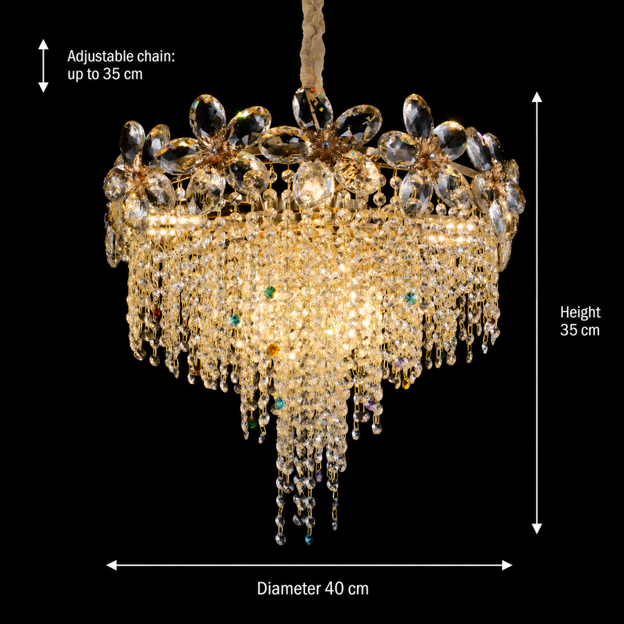 Crystal Chandelier BLOSSOM Nobile, 5xE14, 40cm, Γυαλιστερό χρυσό, ρυθμιζόμενο ύψος, μεταλλικοί και κρυστάλλινοι πολυέλαιοι Προεπιλεγμένος τίτλος Alessandro Design