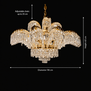 Crystal Chandelier PALACE Imperio, 15 βραχίονες, 22xG9, D98cm, Γυαλιστερό χρυσό, ρυθμιζόμενο ύψος, μεταλλικοί και κρυστάλλινοι πολυέλαιοι κρύσταλλοι Προεπιλεγμένος τίτλος Alessandro Design