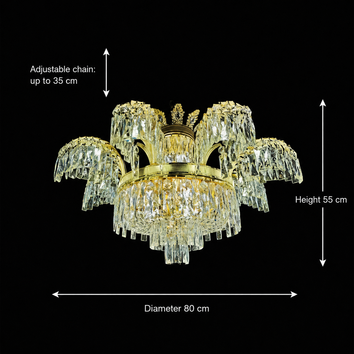 Crystal Chandelier PALACE, 8 βραχίονες, D80cm, Γυαλιστερό χρυσό, ρυθμιζόμενο ύψος, μεταλλικοί και κρύσταλλοι πολυέλαιοι Προεπιλεγμένος τίτλος Alessandro Design