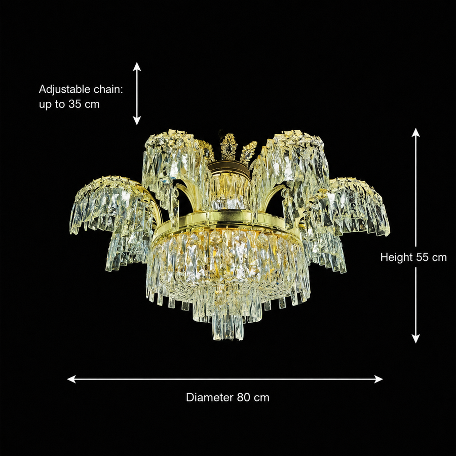 Crystal Chandelier PALACE, 8 βραχίονες, D80cm, Γυαλιστερό χρυσό, ρυθμιζόμενο ύψος, μεταλλικοί και κρύσταλλοι πολυέλαιοι Προεπιλεγμένος τίτλος Alessandro Design
