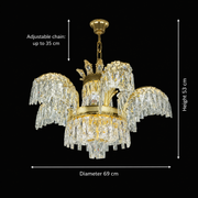 Crystal Chandelier PALACE, 6 μπράτσα, 12xG9, D69cm, Γυαλιστερό χρυσό, ρυθμιζόμενο ύψος, μεταλλικοί και κρυστάλλινοι πολυέλαιοι κρύσταλλοι Προεπιλεγμένος τίτλος Alessandro Design