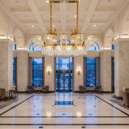 PALACE Grande Cristal Candelabra, 12 μπράτσα, 20xG9, 120cm, Γυαλιστερό χρυσό, Ρυθμιζόμενο ύψος, Metal and Crystal Cristal Candelabra Προεπιλεγμένος τίτλος Alessandro Design