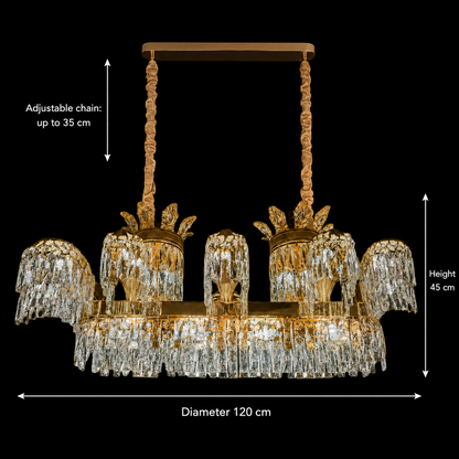 PALACE Grande Cristal Candelabra, 12 μπράτσα, 20xG9, 120cm, Γυαλιστερό χρυσό, Ρυθμιζόμενο ύψος, Metal and Crystal Cristal Candelabra Προεπιλεγμένος τίτλος Alessandro Design