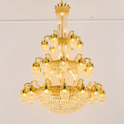 Crystal Chandelier, 61xE14, Διάμετρος 150cm, Ύψος 200cm, Γυαλιστερό χρυσό, Ρυθμιζόμενο ύψος, Κομψή σχεδίαση Crystal Chandelier Προεπιλεγμένος τίτλος Alessandro Design