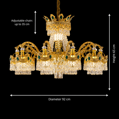 Crystal Chandelier 16xE14, D92cm, Shiny Gold, Ρυθμιζόμενο ύψος, Metal and Crystal Crystal Chandeliers Προεπιλεγμένος τίτλος Alessandro Design