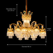 Crystal Chandelier 13xE14, D80cm, Shiny Gold, Ρυθμιζόμενο ύψος, Metal and Crystal Crystal Chandeliers Προεπιλεγμένος τίτλος Alessandro Design