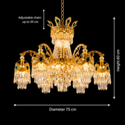 Crystal Chandelier 10xE14, D75cm, Shiny Gold, Ρυθμιζόμενο ύψος, Metal and Crystal Crystal Chandeliers Προεπιλεγμένος τίτλος Alessandro Design
