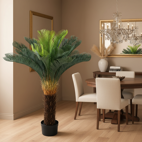 Φυτό τεχνητό φοίνικα, 36 φύλλα, 115 cm, πράσινο, με γλάστρα