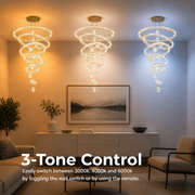 KOLO Supremo Crystal Πολυέλαιος με Τηλεχειριστήριο, 120x350cm, Ζεστό/Ουδέτερο/Ψυχρό φως, Χρυσό, Μέταλλο και Κρύσταλλο