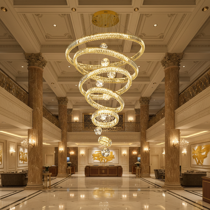 KOLO Supremo Crystal Πολυέλαιος με Τηλεχειριστήριο, 120x350cm, Ζεστό/Ουδέτερο/Ψυχρό φως, Χρυσό, Μέταλλο και Κρύσταλλο