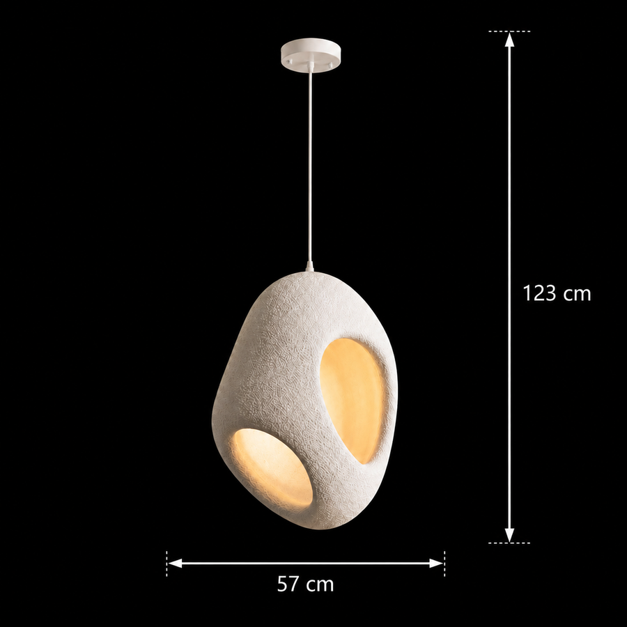 FOAMER Magno Μοντέρνος Πολυέλαιος, 57 cm, Αναρτημένος, 1 X E27, Λευκός, Μεταλλικός και Αφρός, Ρυθμιζόμενο ύψος