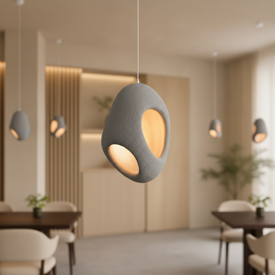 FOAMER Magno Modern Chandelier, 57 cm, Αναρτημένο, 1 X E27, Γκρι, Μεταλλικό και Αφρός, Ρυθμιζόμενο ύψος