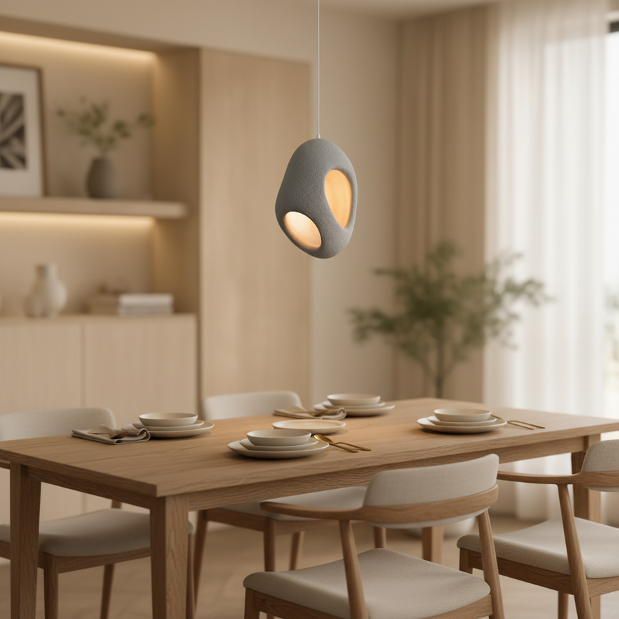 FOAMER Magno Modern Chandelier, 57 cm, Αναρτημένο, 1 X E27, Γκρι, Μεταλλικό και Αφρός, Ρυθμιζόμενο ύψος