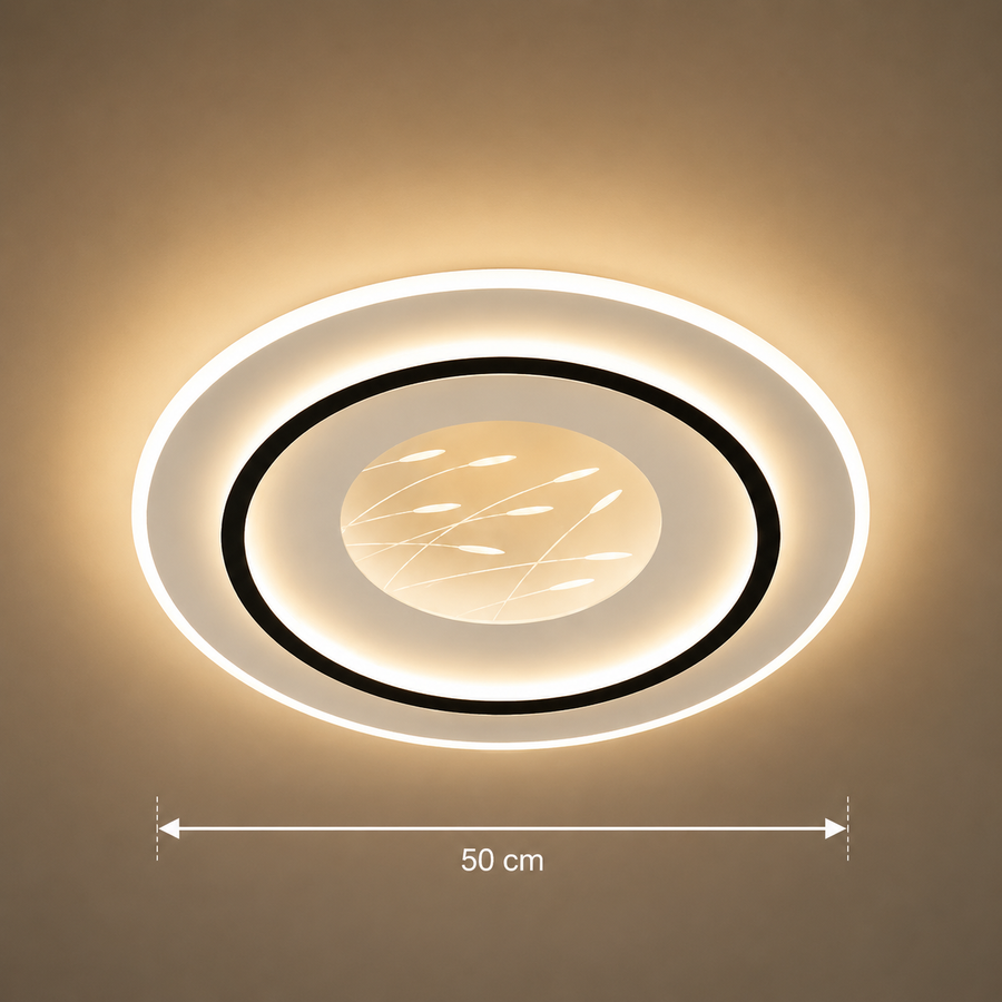Πολυέλαιος LED με τηλεχειριστήριο LINEA 125W, Ø50cm, Στρογγυλός, Κρύο/Ζεστό/Ουδέτερο φως, Ρυθμιζόμενο, Μαύρο