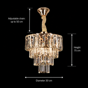 Crystal Candelabra VALMONT Petito 3xE14, D30 cm, Χρυσό, Ρυθμιζόμενο ύψος, Metal and Crystal Crystal Candelabra Προεπιλεγμένος τίτλος Alessandro Design
