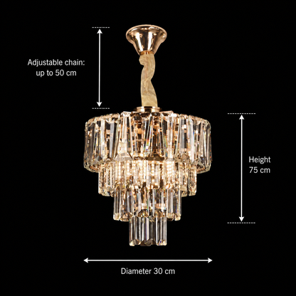 Crystal Candelabra VALMONT Petito 3xE14, D30 cm, Χρυσό, Ρυθμιζόμενο ύψος, Metal and Crystal Crystal Candelabra Προεπιλεγμένος τίτλος Alessandro Design