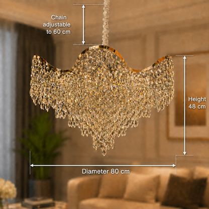 Crystal Chandelier VELOURA Regalis 22xE14, D80 cm, Χρυσό, Ρυθμιζόμενο ύψος, Μεταλλικοί και Κρυστάλλινοι Πολυέλαιοι Προεπιλεγμένος τίτλος Alessandro Design